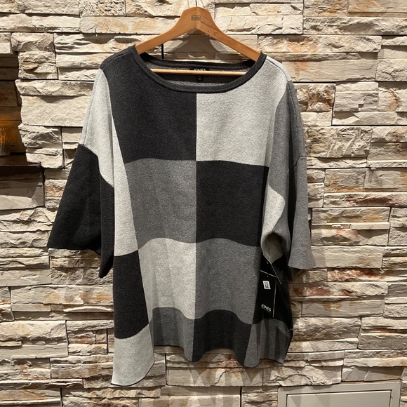 Jones New York Women’s Cotton/ Cashmere Top Sweater, Light Heather Grey, 3X - Picture 4 of 6